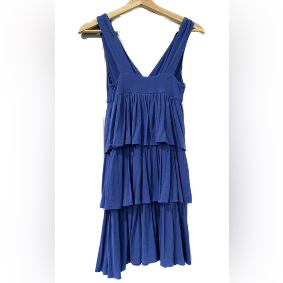 J. Crew Women’s Ruffle Tiered Dress Sleeveless V-neck Blue Size XXS - Picture 2 of 4